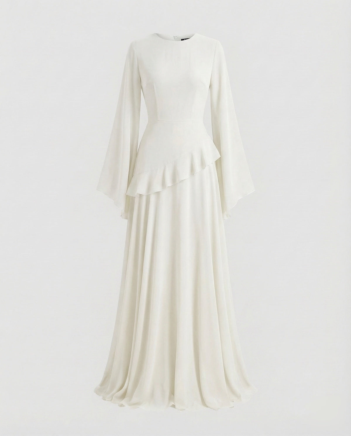 Elegantes Damen Maxikleid mit Glockenärmeln und Stufenrock