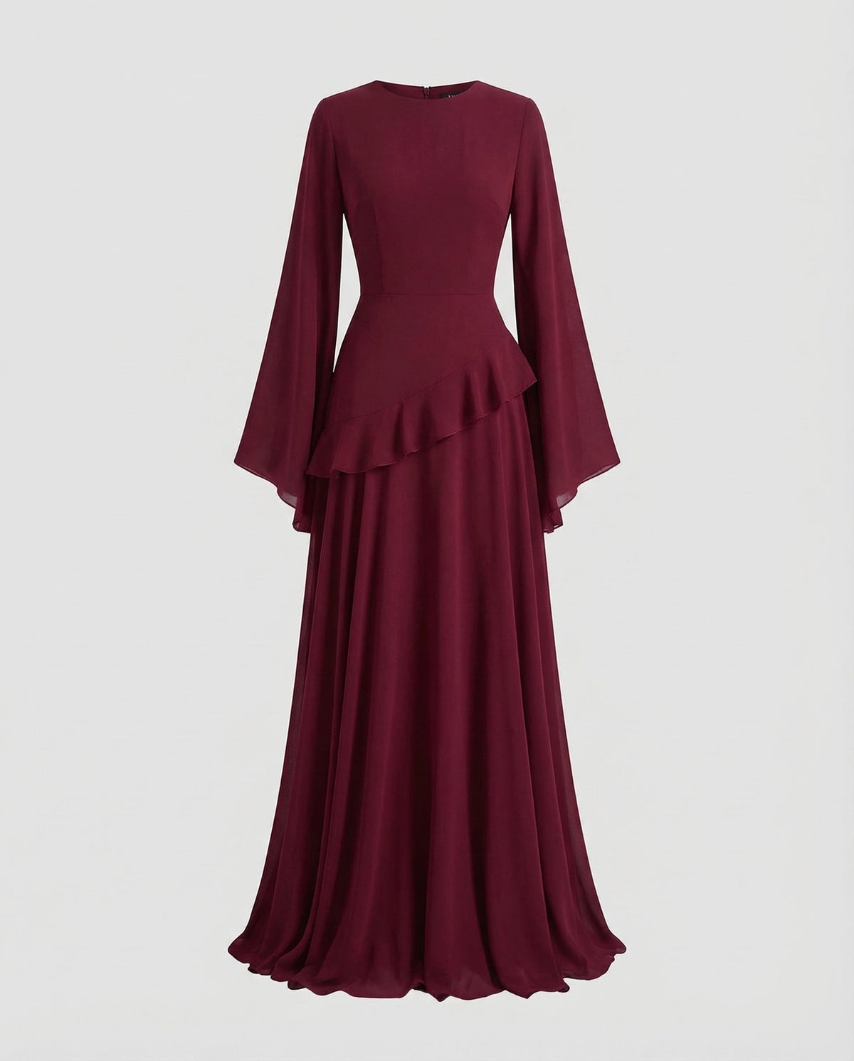 Elegantes Damen Maxikleid mit Glockenärmeln und Stufenrock
