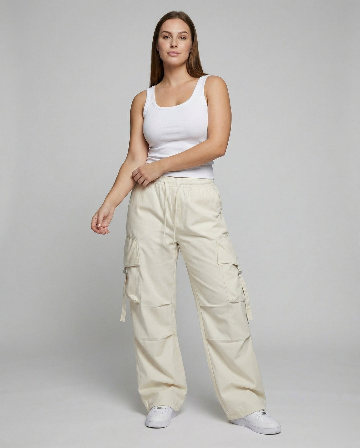 Damen Baggy Cargohose mit Tiefem Schritt