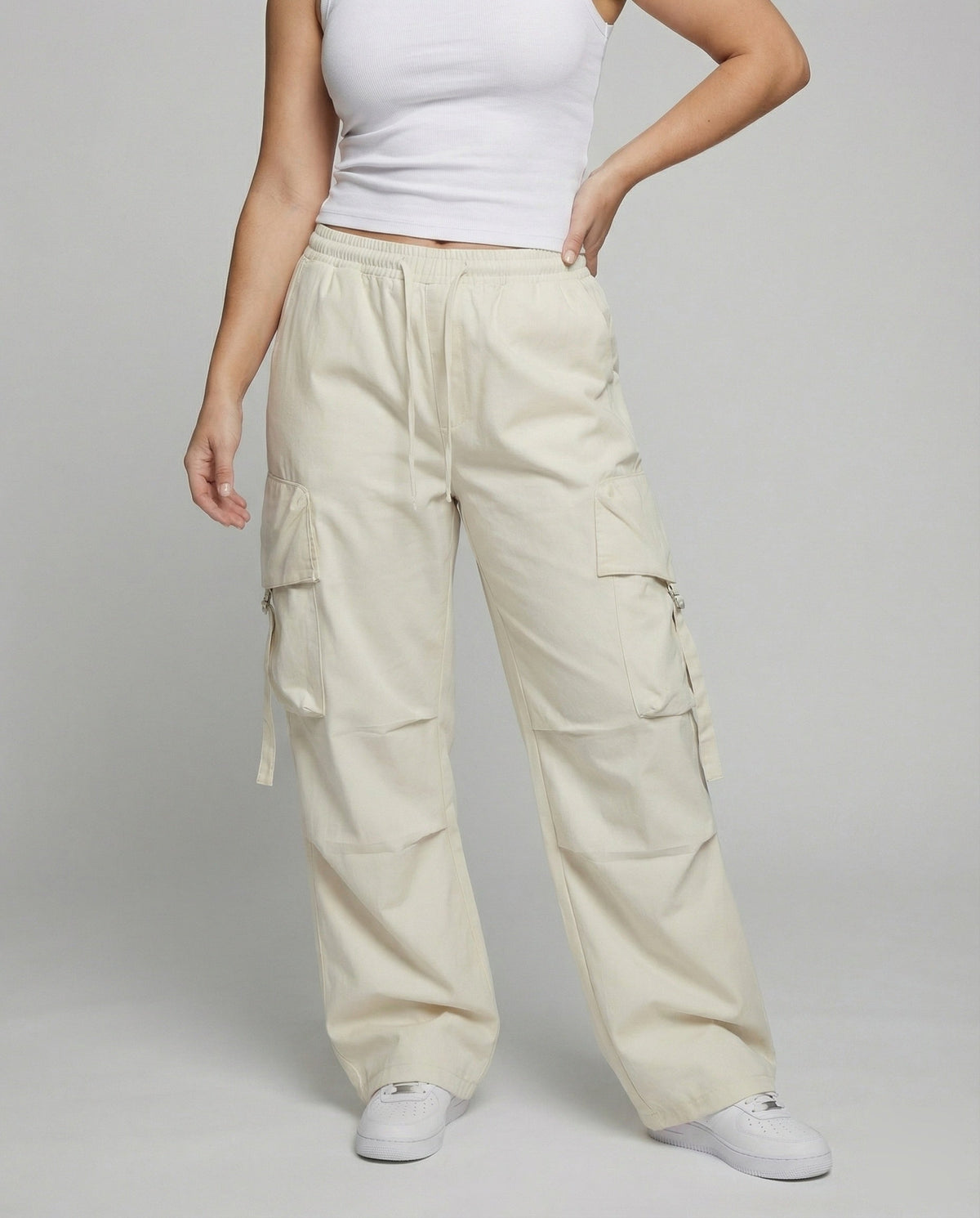 Damen Baggy Cargohose mit Tiefem Schritt