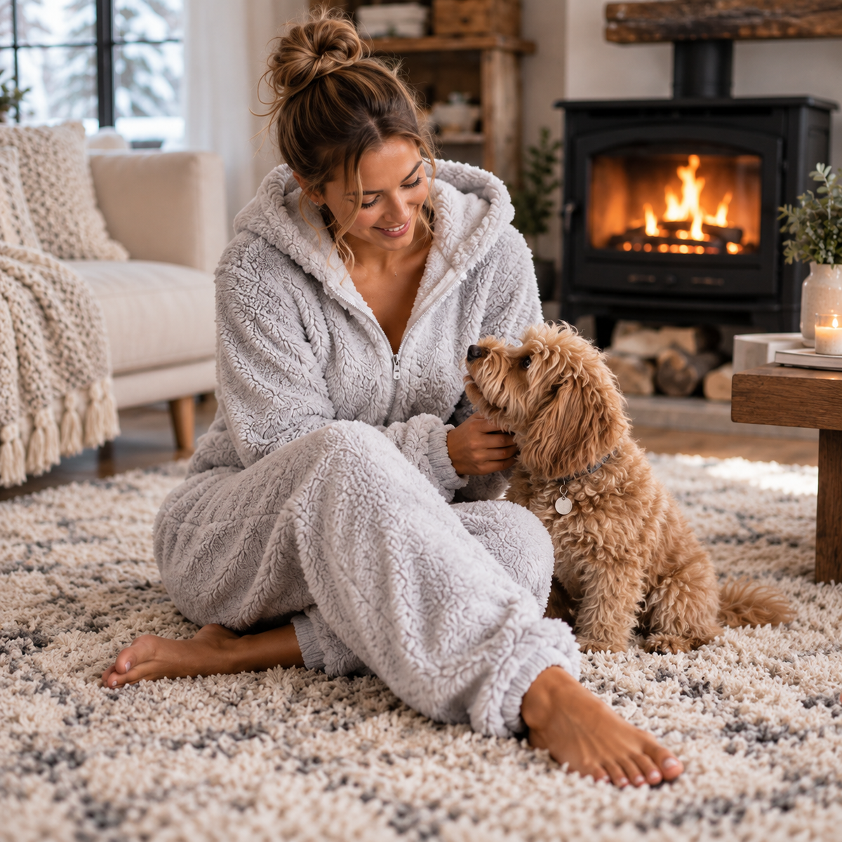 Kuscheliger Damen Fleece Onesie mit Reißverschluss