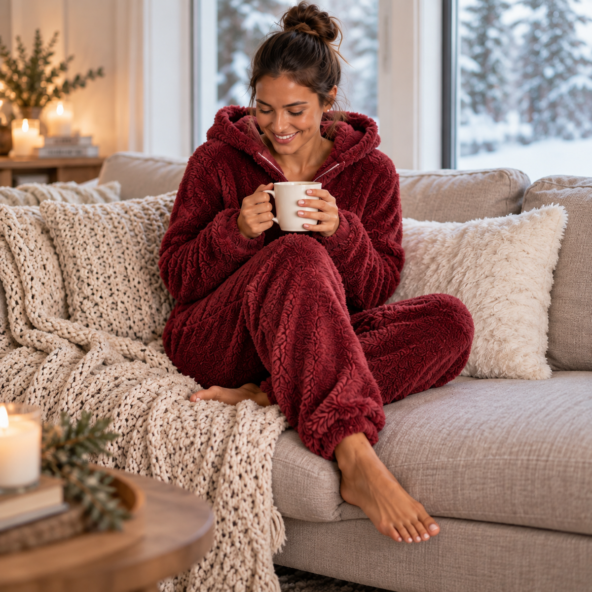 Kuscheliger Damen Fleece Onesie mit Reißverschluss