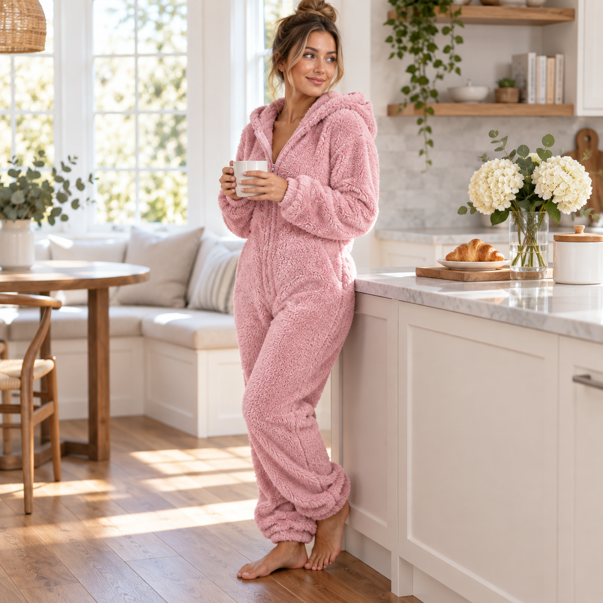 Kuscheliger Damen Fleece Onesie mit Reißverschluss