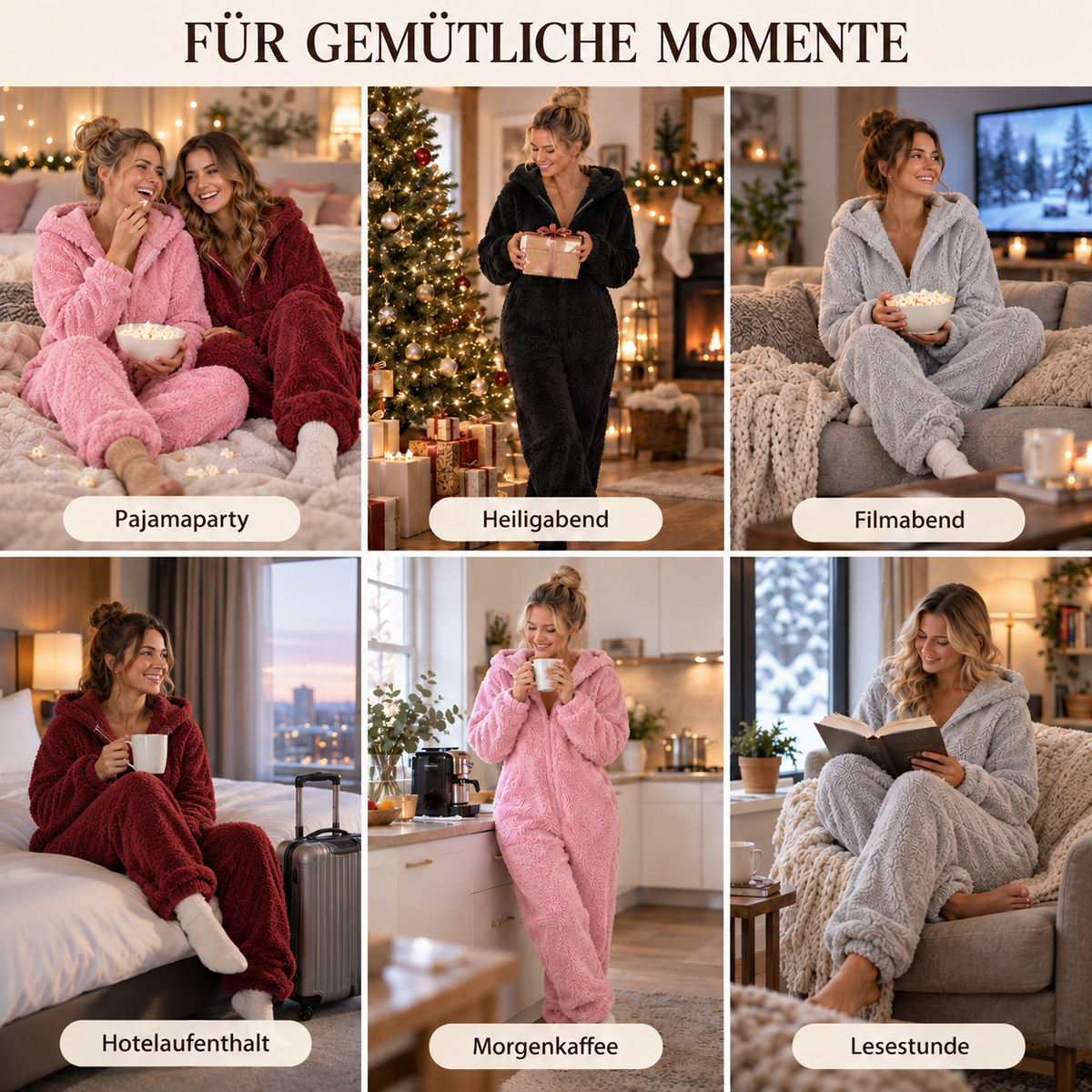 Kuscheliger Damen Fleece Onesie mit Reißverschluss