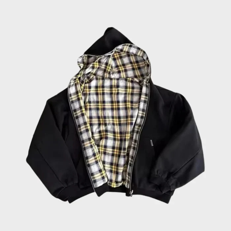 Oversize Wendehoodie mit Kapuze und Reissverschluss