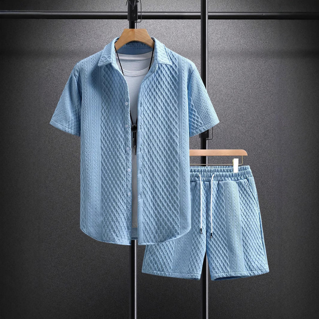 Herren Kurzarm-Set aus Hemd und Shorts im Matching-Look