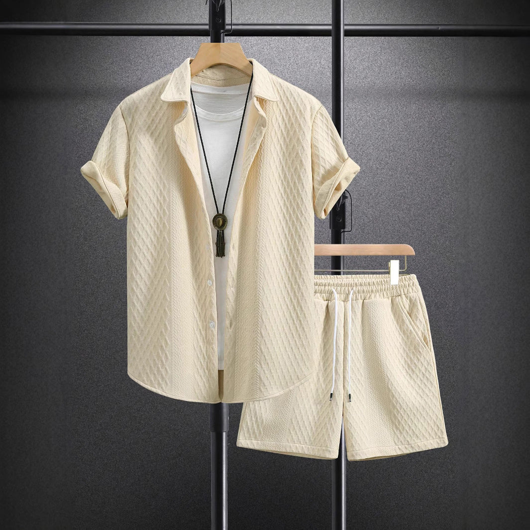 Herren Kurzarm-Set aus Hemd und Shorts im Matching-Look