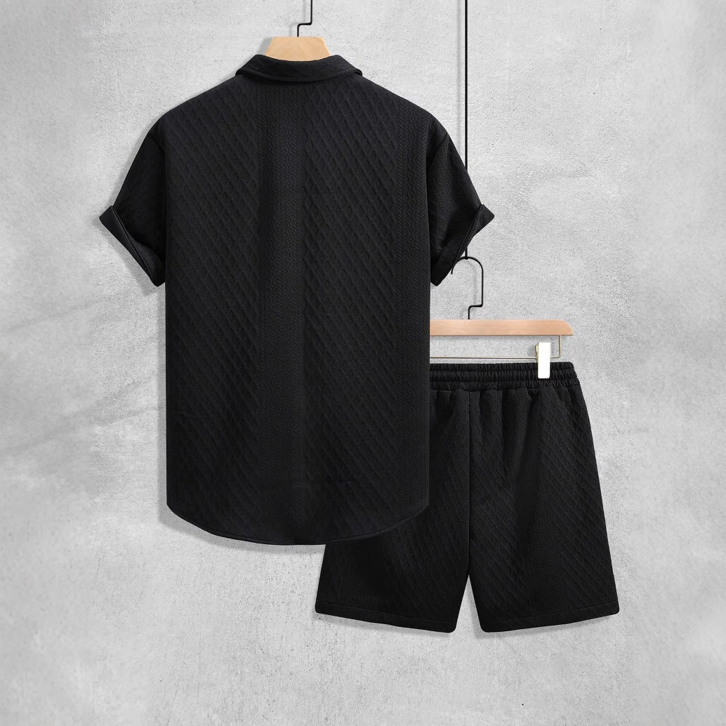 Herren Kurzarm-Set aus Hemd und Shorts im Matching-Look