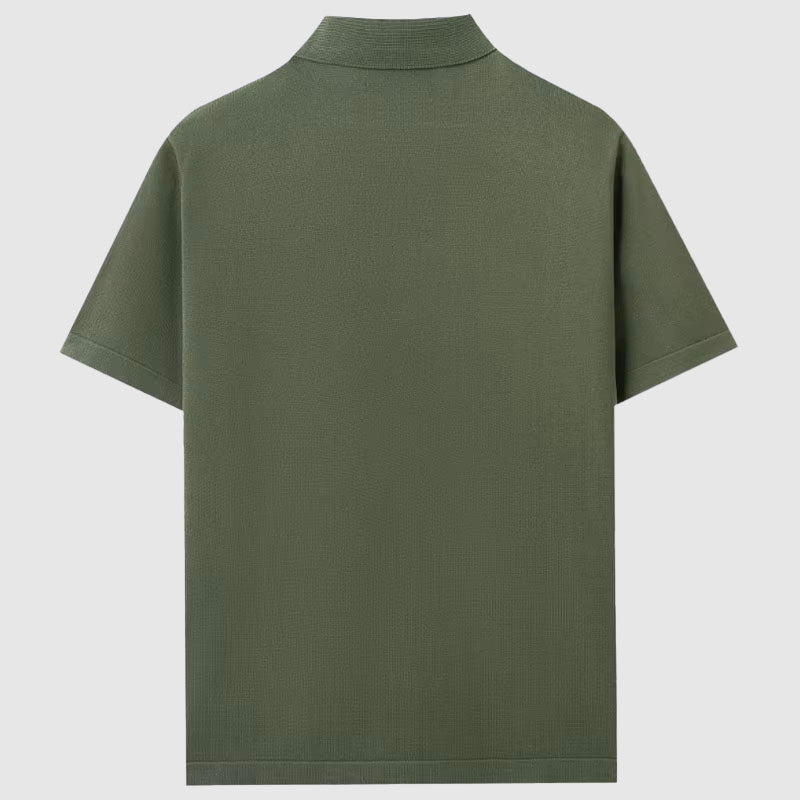 Herren Kurzarm-Strickhemd mit geometrischem Muster und Knopfverschluss