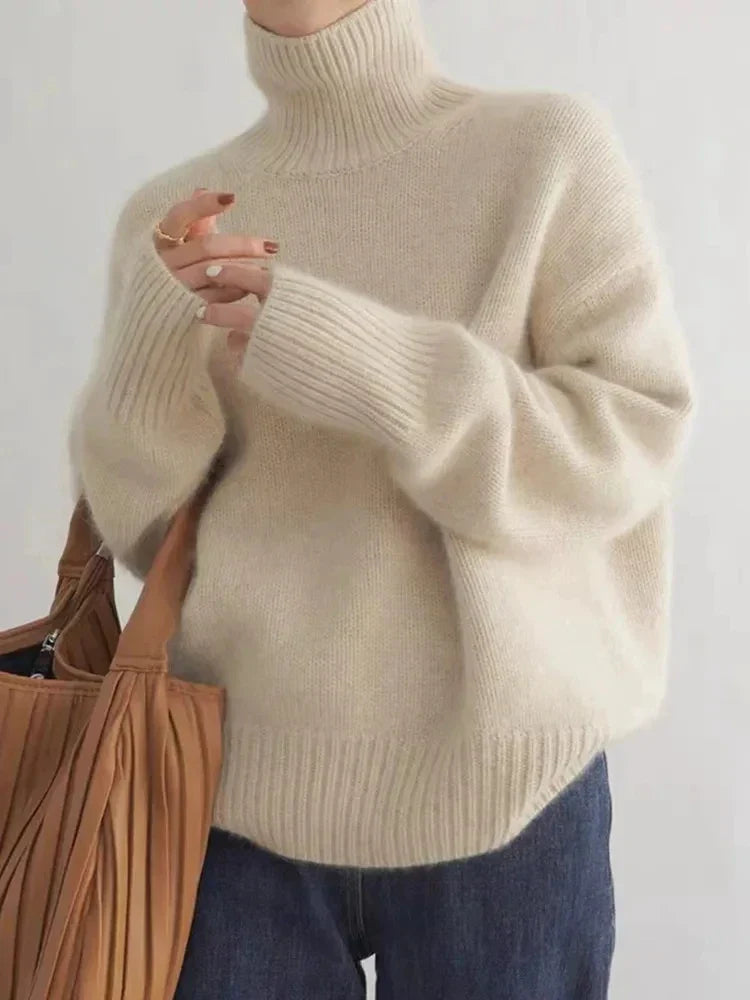 Damen Rollkragenpullover Weich Und Warm