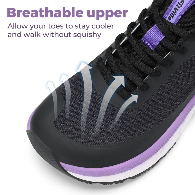 Rutschfeste Damen Walking Sneaker mit breiter Zehenbox