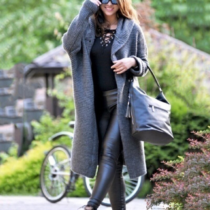 Damen Strickcardigan Mit Kapuze