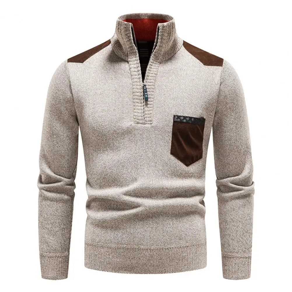 Herren Troyer Pullover Mit Halbem Reißverschluss