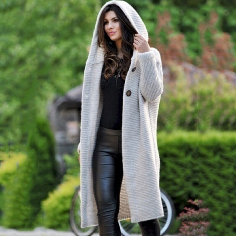Damen Strickcardigan Mit Kapuze