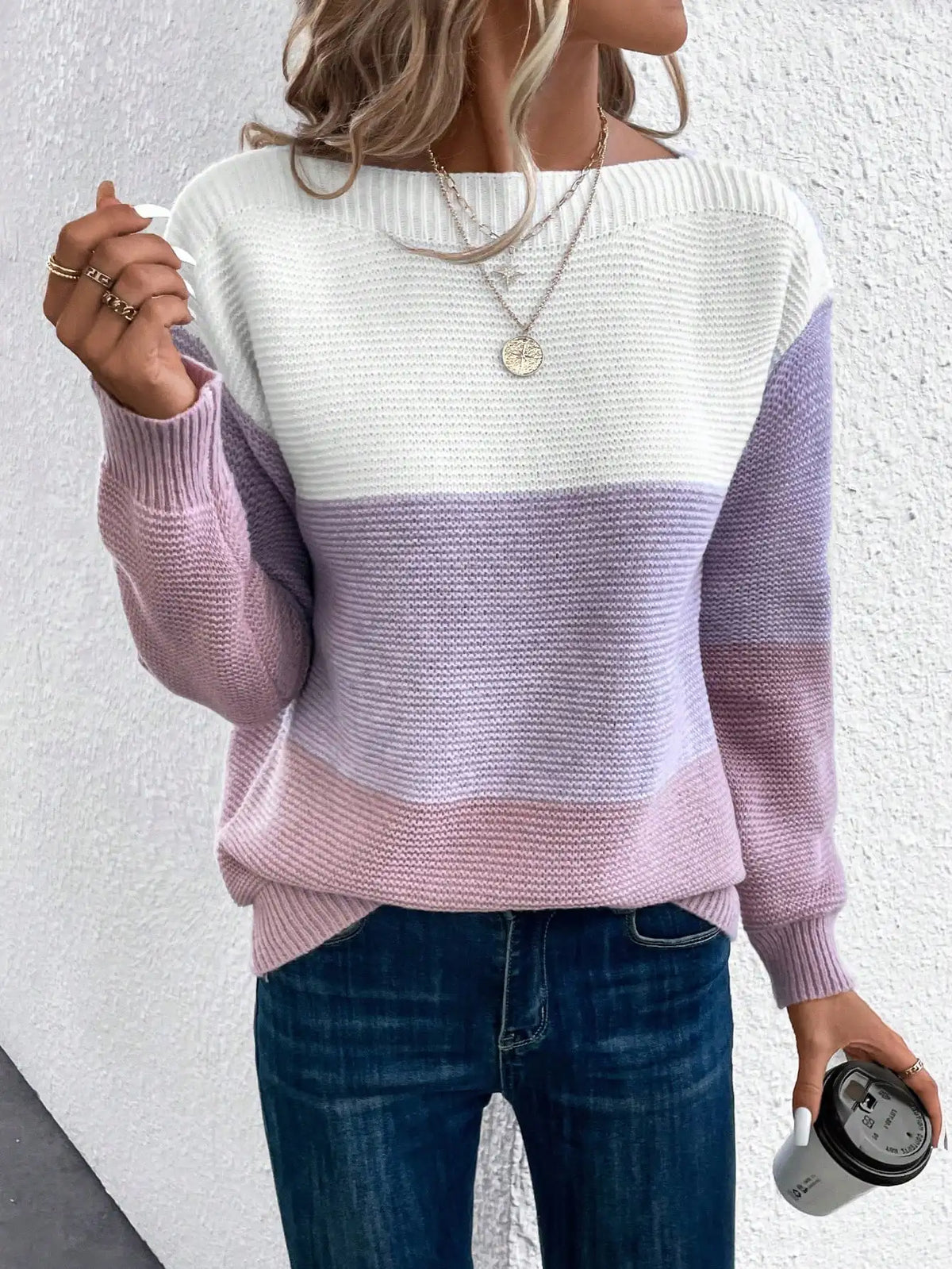 Damen Strickpullover Mit Ombré Farbverlauf