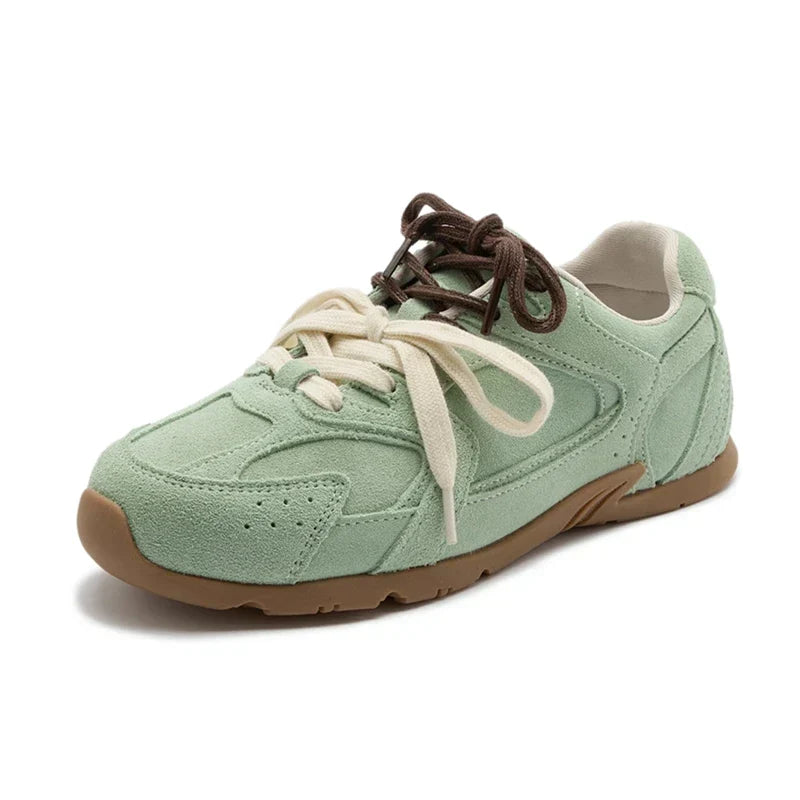 Gepolsterte Damen Wildleder Sneaker mit Doppelschnürung