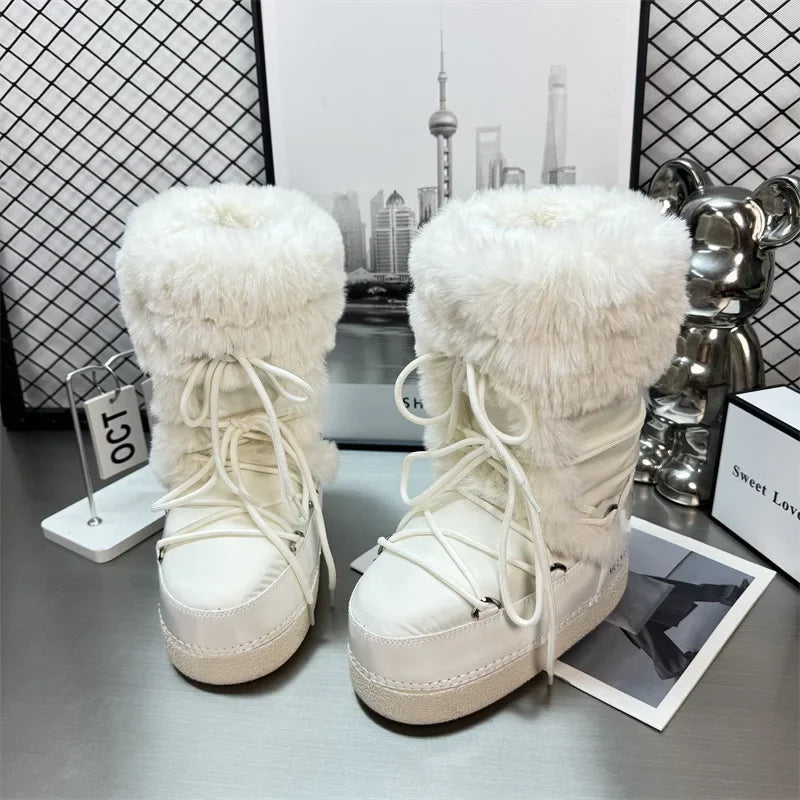 Wasserabweisende Damen Schneestiefel Mit Plüschrand