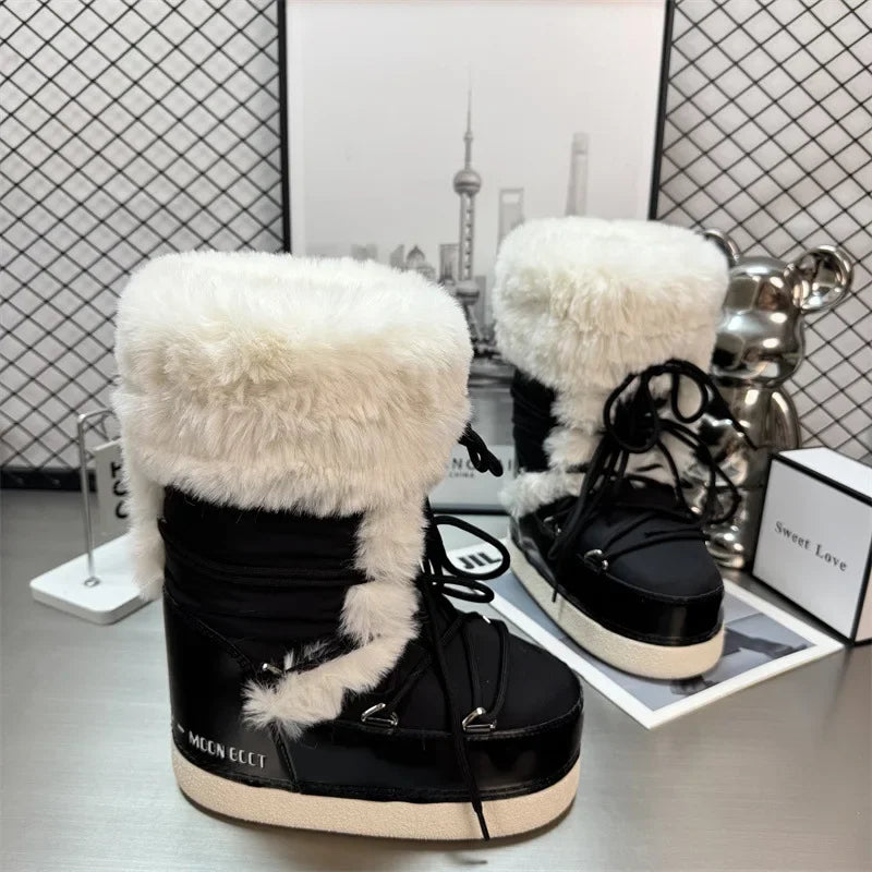 Wasserabweisende Damen Schneestiefel Mit Plüschrand