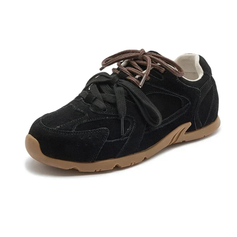Gepolsterte Damen Wildleder Sneaker mit Doppelschnürung