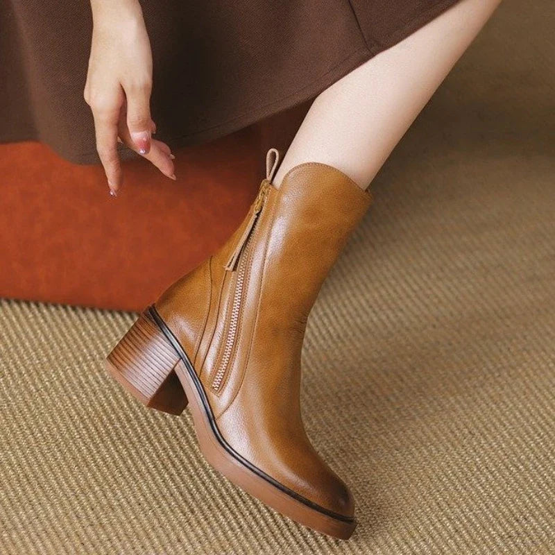 Damen Stiefeletten mit Absatz und Reißverschluss
