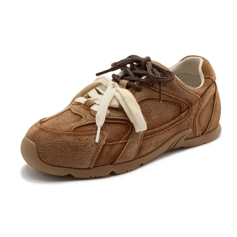 Gepolsterte Damen Wildleder Sneaker mit Doppelschnürung