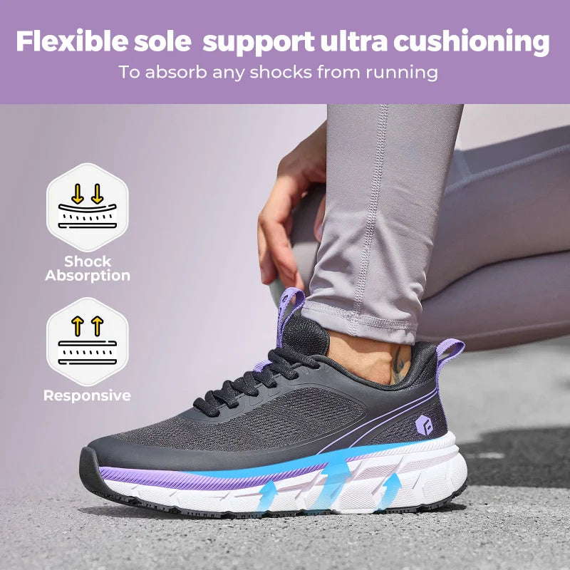 Rutschfeste Damen Walking Sneaker mit breiter Zehenbox