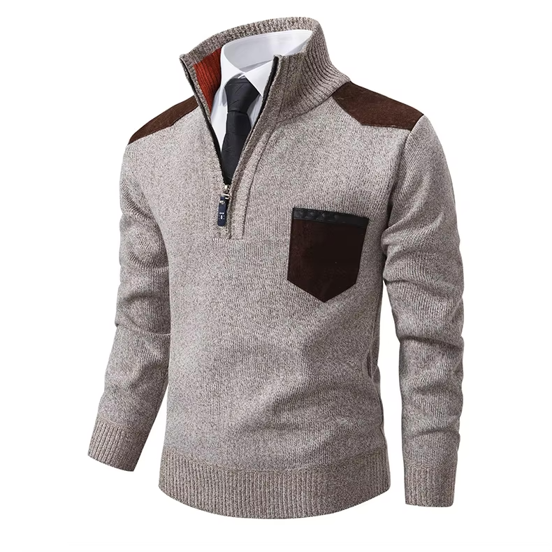Herren Troyer Pullover Mit Halbem Reißverschluss