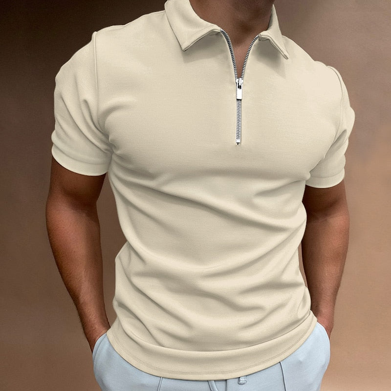 Herren Poloshirt mit Reißverschlusskragen Kurzarm