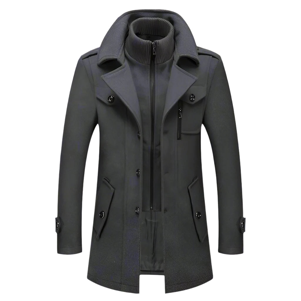 Eleganter Wintermantel mit hohem Kragen aus Wollmischung