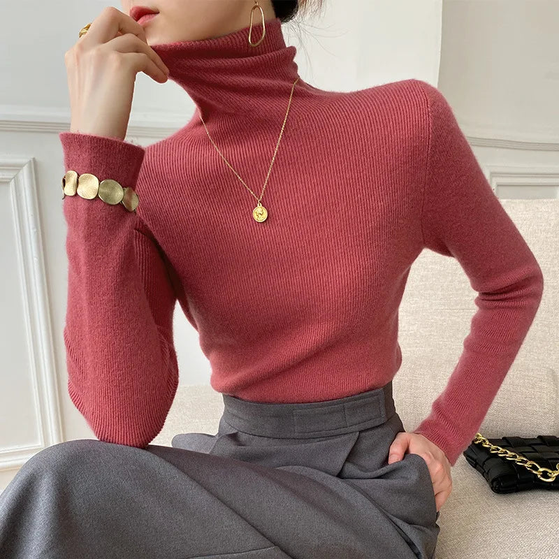 Feinstrick Rollkragenpullover mit Schmaler Passform