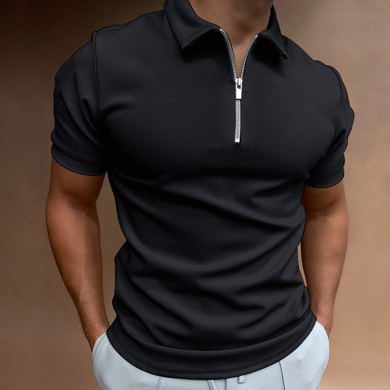 Herren Poloshirt mit Reißverschlusskragen Kurzarm