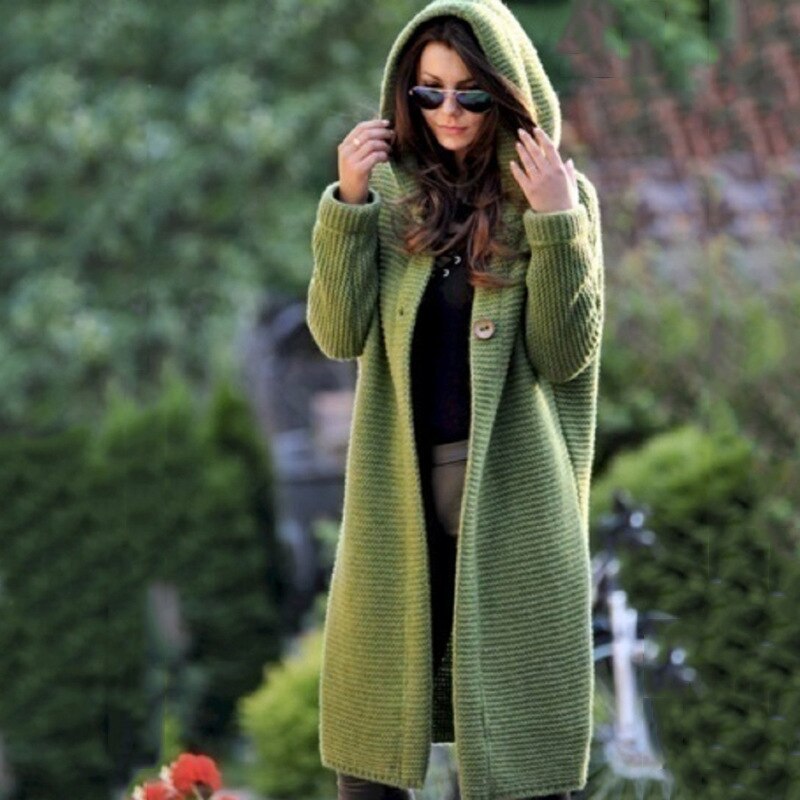 Damen Strickcardigan Mit Kapuze
