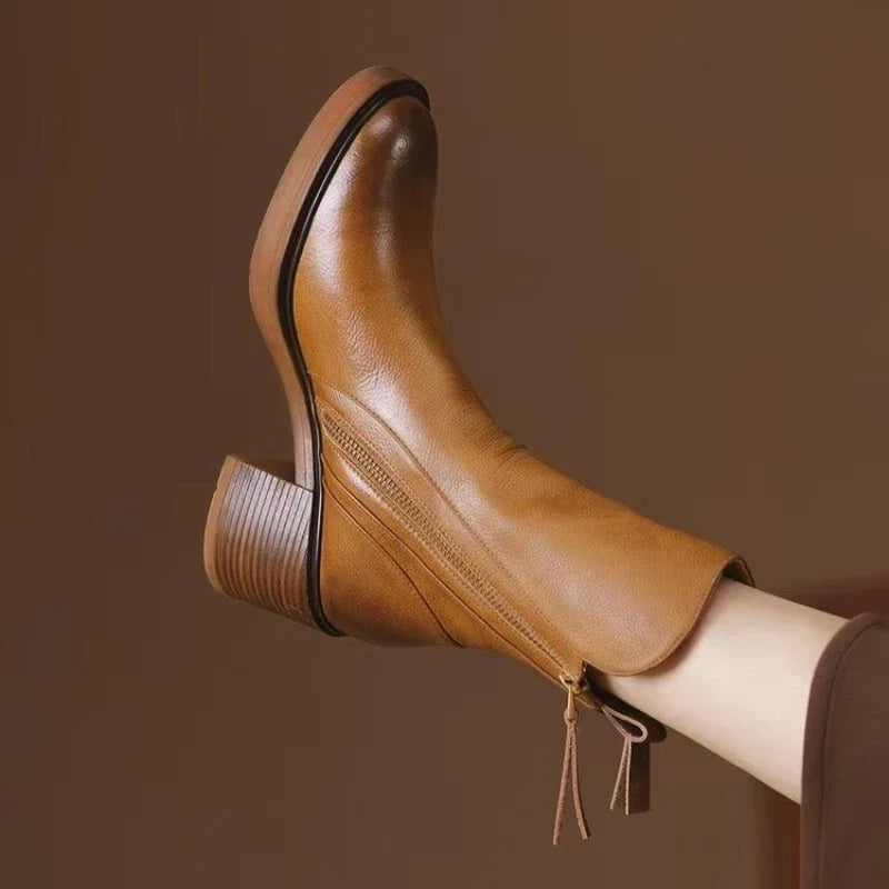 Damen Stiefeletten mit Absatz und Reißverschluss