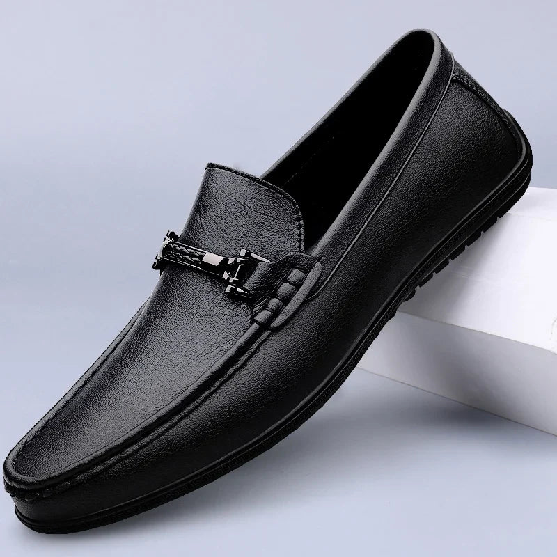 Pienza Echtleder-Loafer Mit Metallseil-Akzent