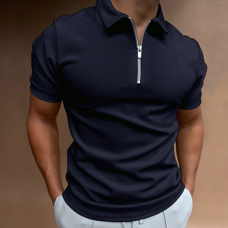 Herren Poloshirt mit Reißverschlusskragen Kurzarm