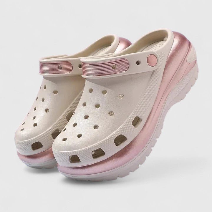 Damen Plateau Clogs Mit Fersenriemen