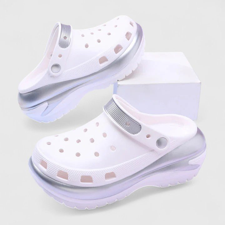 Damen Plateau Clogs Mit Fersenriemen