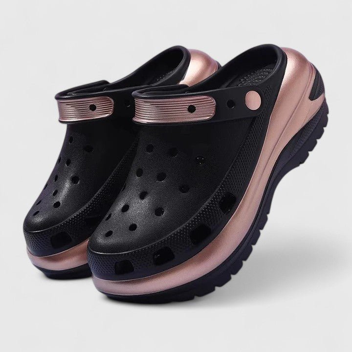 Damen Plateau Clogs Mit Fersenriemen