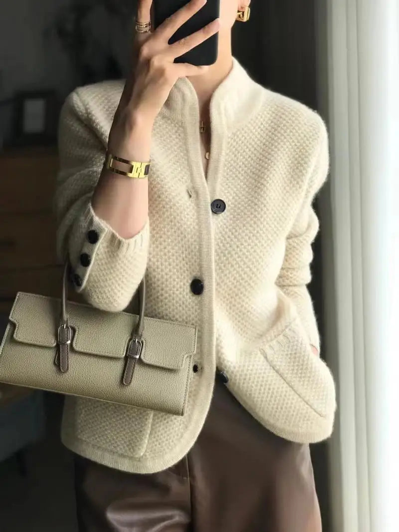 Damen Strickjacke mit Knopfleiste und Langen Ärmeln