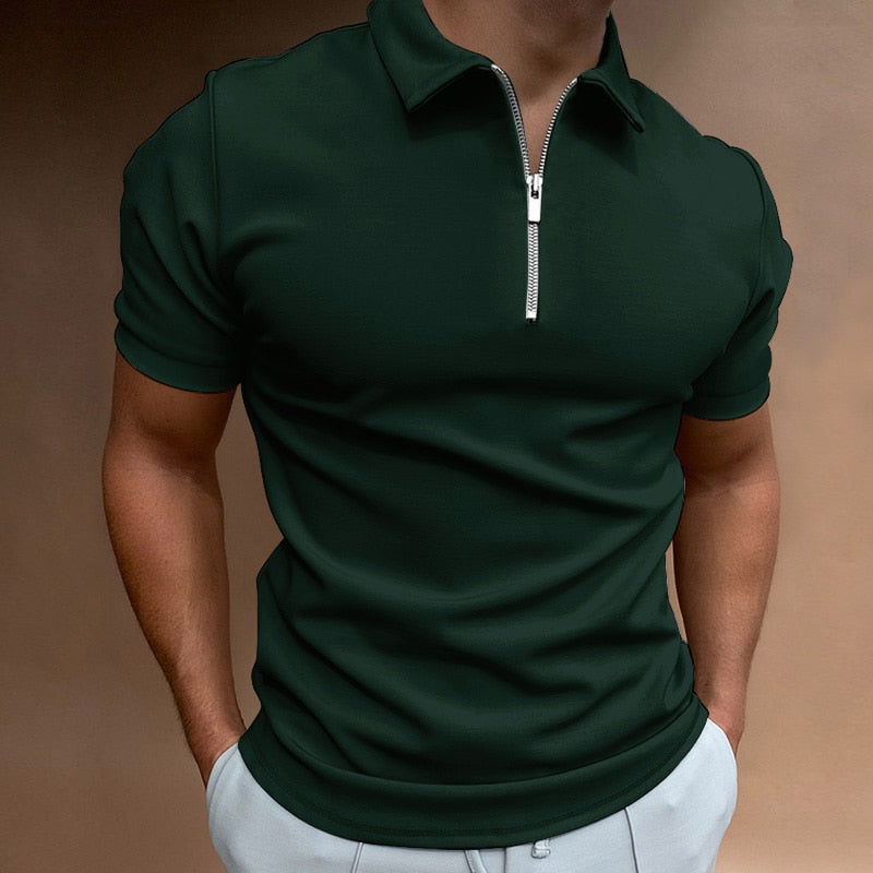 Herren Poloshirt mit Reißverschlusskragen Kurzarm