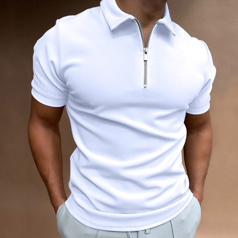 Herren Poloshirt mit Reißverschlusskragen Kurzarm