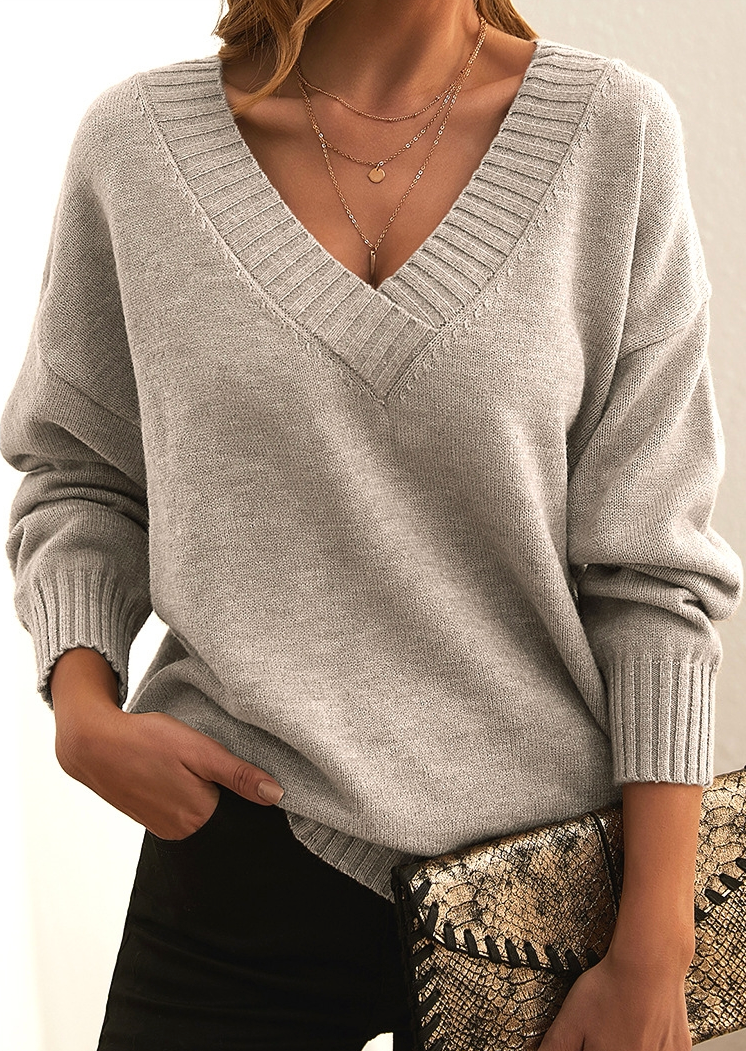Damen Strickpullover Mit V Ausschnitt