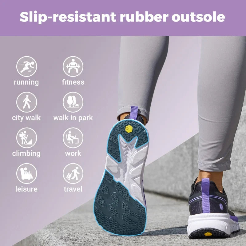 Rutschfeste Damen Walking Sneaker mit breiter Zehenbox