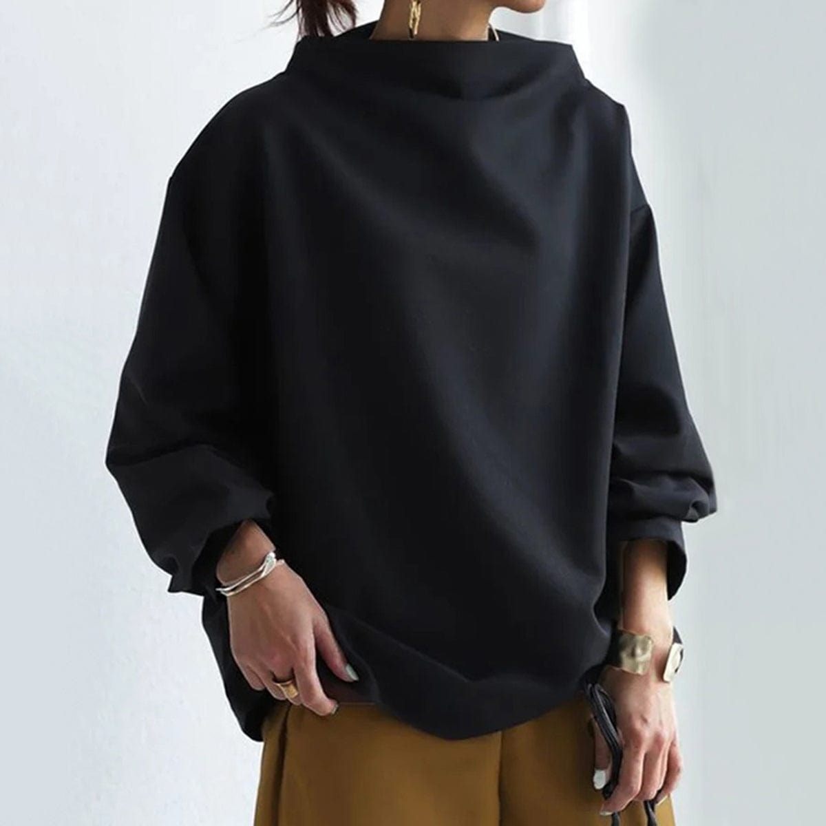 Weiches Damen Stricktop Mit Hohem Kragen