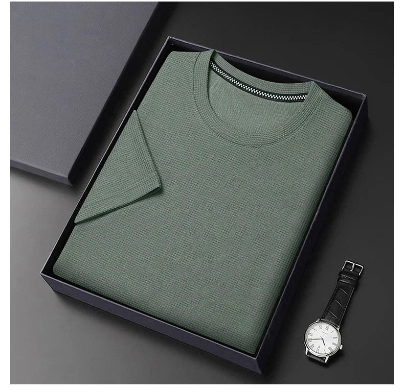 Leichtes Waffle-Knit T-Shirt Aus Baumwolle