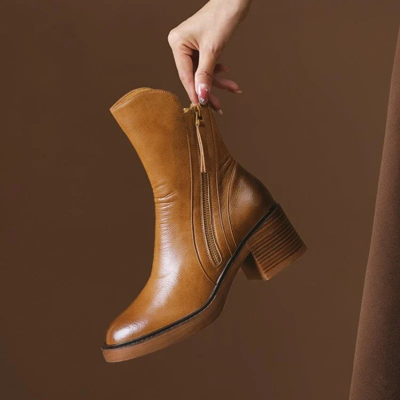 Damen Stiefeletten mit Absatz und Reißverschluss