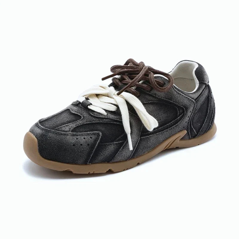 Gepolsterte Damen Wildleder Sneaker mit Doppelschnürung