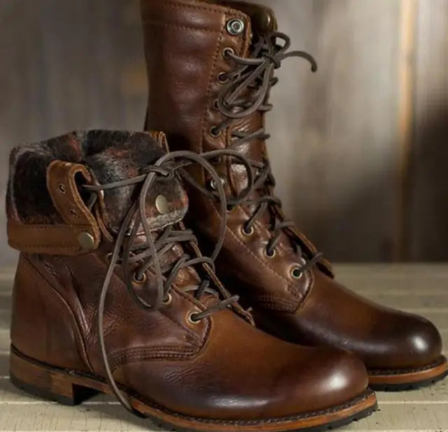 Gefütterte Unisex Schnürstiefel mit Blockabsatz