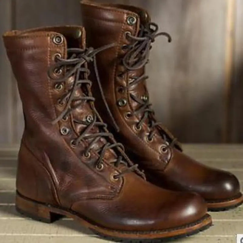 Gefütterte Unisex Schnürstiefel mit Blockabsatz