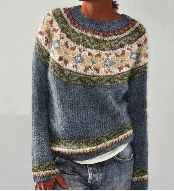 Gestreifter Damen Strickpullover im Retro Stil